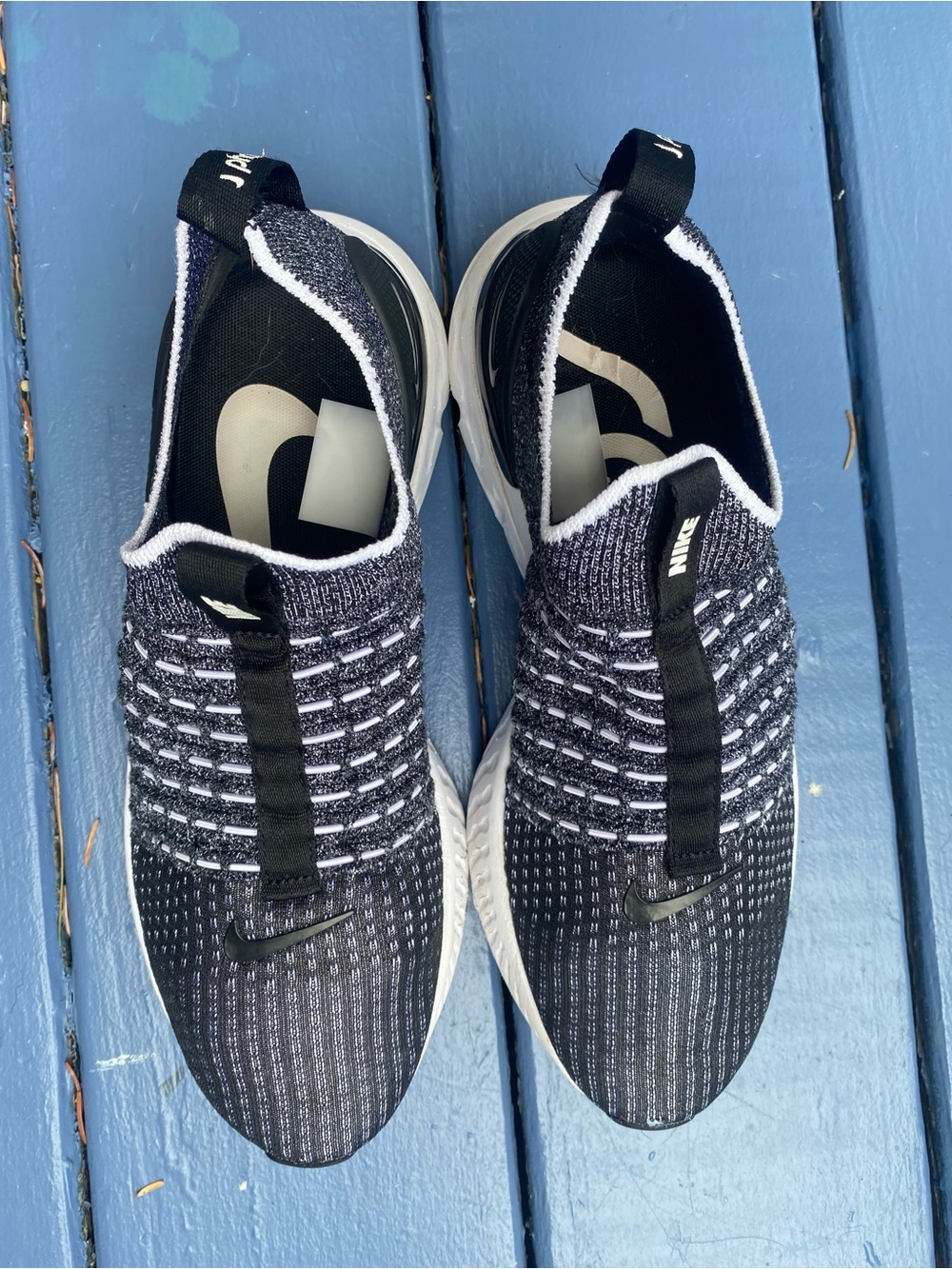 Nike Women’s React Flyknit Slip-On Sneakers - Black and White Size 9